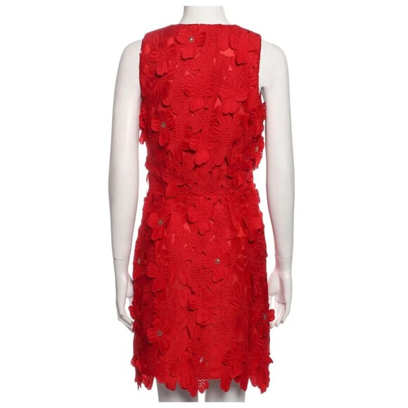 Women's Dresses' Designer Michael Kors Red Lace Pattern V Neck Shift Dress XS - Picture 3 of 11